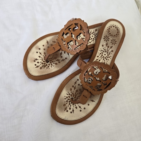 Tory Burch Leather Scalloped Miller Sandals - Picture 3 of 14